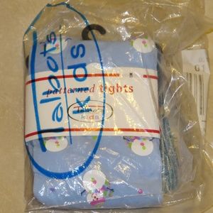 NEW Talbots Kids Snowman Themed Girls Blue Tights